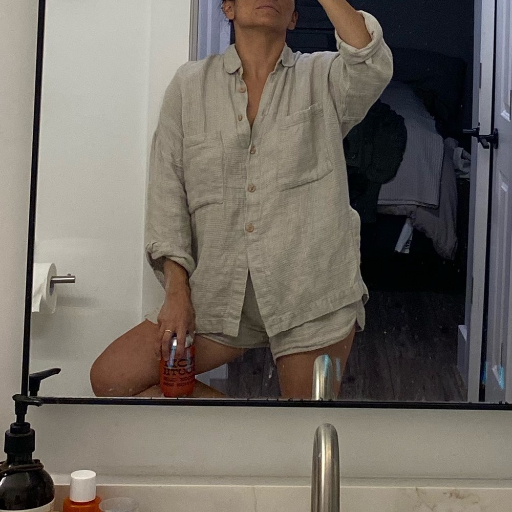 Vika Waffle Linen Button Down Shirt - Picture 9 of 9